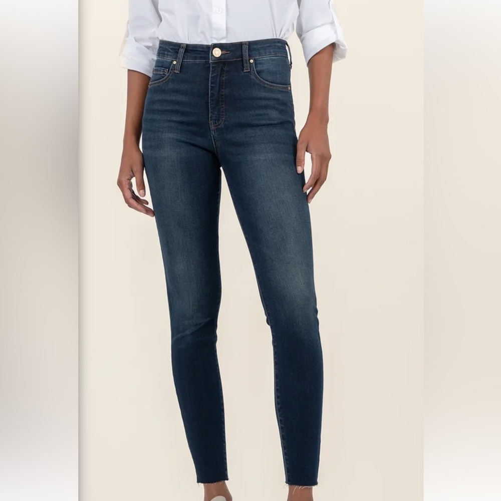 Kut from the Kloth Distressed Blue Ankle Jeans